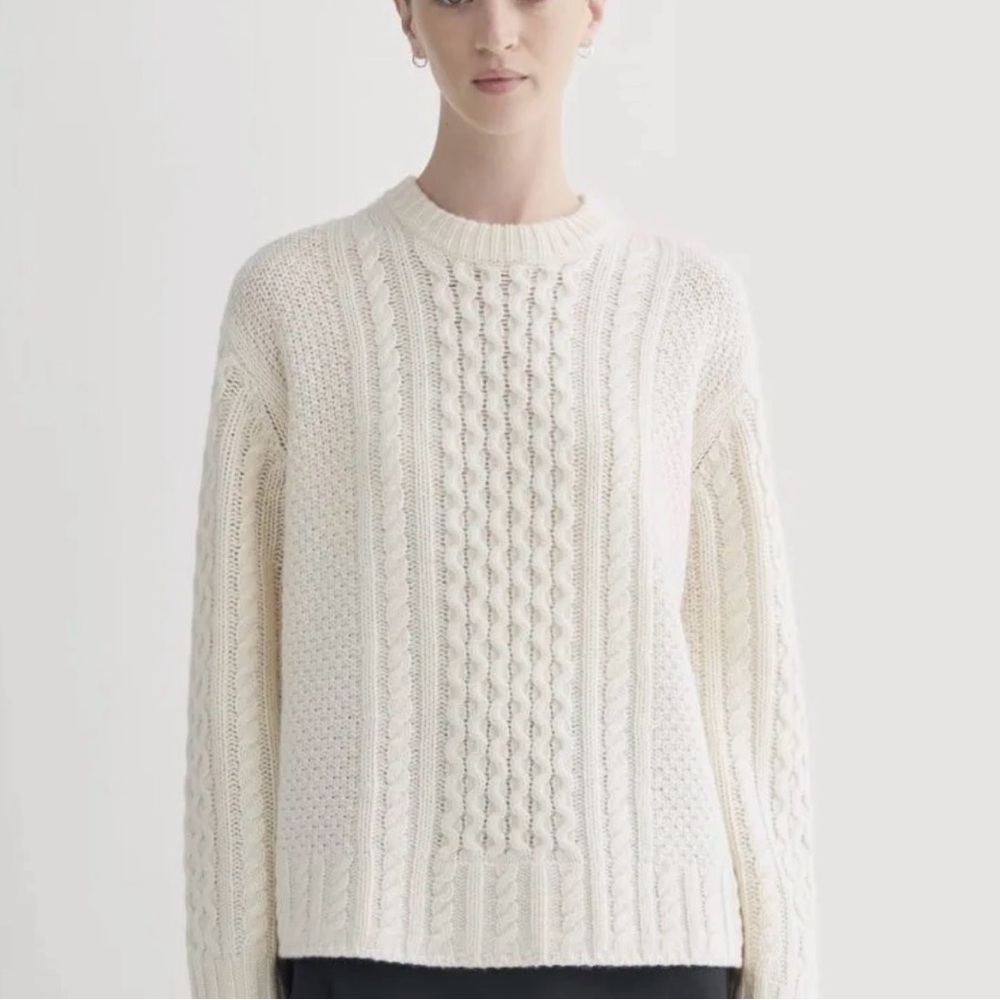 Everlane Cable Knit Sweater in Cream